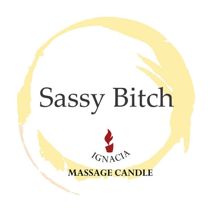 Sassy Bitch Massage Candle - Premium Coconut and Soy Wax - Orange Blossom Scent - 150g - For Sensual Massage and Aromatherapy - Perfect for Couples - Gender-Neutral - Pleasure Enhancing - Vibrant and Invigorating