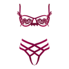 Muse PL013RED Open Cup Floral Applique Bra and G-String Set for Women - Red - Adult Naughty Store