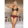 Sensual Pleasures Intimate Temptation 2 Pc Bra and Skirt Set - Red/Black - Adult Naughty Store