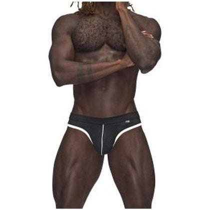 Male Power Sport Mesh Thong Black - Comfortable and Breathable Athletic Underwear for Men, Model MP-SMT-BLK