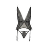 Passion Mirajane Corset - MC-001 Seductive Tulle and Mesh Elastic Rubber Lingerie Set for Women - Enhance Intimate Moments with Alluring Black