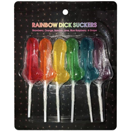 Introducing the Pleasure Paradise Rainbow Oral Pleasure Suckers - Model RS-6: Unisex Rainbow Dick Suckers for Sensual Delights - Adult Naughty Store