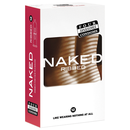 Introducing the SensaFeel Ultra Thin 12pk Naked Ribbed Condoms - Pleasure-enhancing Protection for All Genders (52mm)