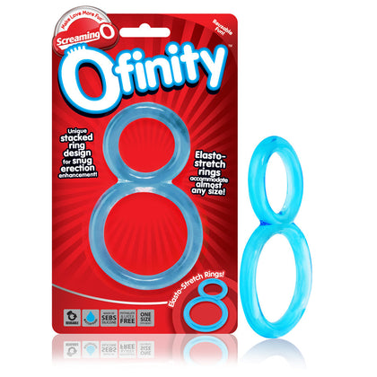 Ofinity Blue Stretchy Cock Ring - Model 817483011207 | Male Dual-Action Erection Enhancer | Ultimate Sensitivity and Orgasm Booster | Body-Safe SEBS | Blue
