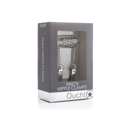 Introducing the Ouch! Metal Pinch Nipple Clamps - Unisex, Alligator-Style, Stainless Steel and Aluminum, Nickel-Free, for Enhanced Pleasure, Silver