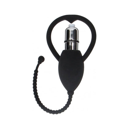 Introducing the OUCH! Black Urethral Sounding Vibrating Bullet Plug - Model USVP-1B - Unisex - Stimulating Urethral Pleasure - Adult Naughty Store