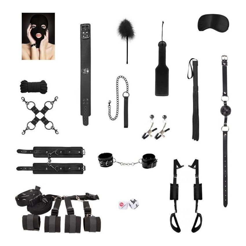 Advanced Bondage Kit - Black Leather BDSM Set for Couples - Model ABK-001 - Unleash Your Desires