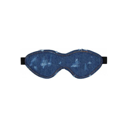 Introducing the OUCH! Denim Eye Mask - Roughend Denim Style - Blue: The Ultimate Unisex BDSM Blindfold for Sensory Deprivation and Pleasure