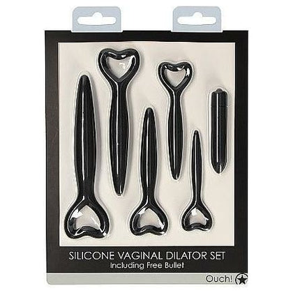 Introducing the Ouch! Silicone Vaginal Dilator Set - Model VDS-5B: Women's Vaginal Stimulation for Enhanced Pleasure - Black