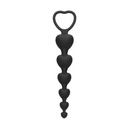 Introducing the Premium Silicone Anal Heart Beads - Model AB-47: The Ultimate Pleasure Experience for All Genders in Sensational Black