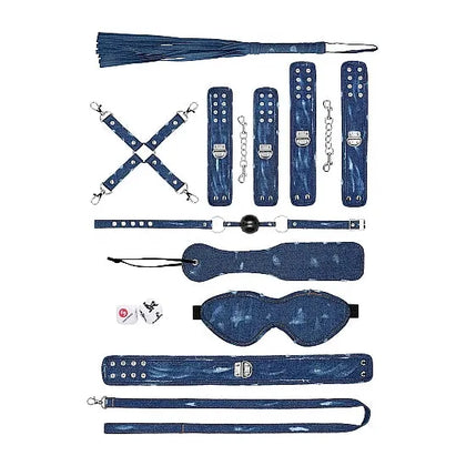 Introducing the Denim Bondage Kit - Blue: A Comprehensive Set for Sensual Submission and Domination | Model XYZ | Unisex | Explore Pleasure and Power in Style