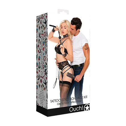 Introducing the Exquisite Tattoo Style Bondage Kit - Model TSBK-001: The Ultimate Pleasure Experience for BDSM Enthusiasts - Unleash Your Desires in Old School Tattoo Style - Black