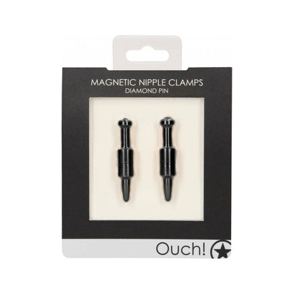Introducing the SensaTec Magnetic Nipple Clamps - Diamond Pin - Black: A Powerful Pleasure Experience for All Genders!