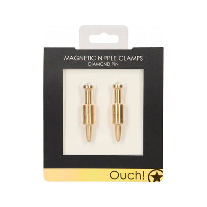 Introducing the LuxeXtase Magnetic Nipple Clamps - Diamond Pin - Gold: A Versatile Pleasure Enhancer for All Genders