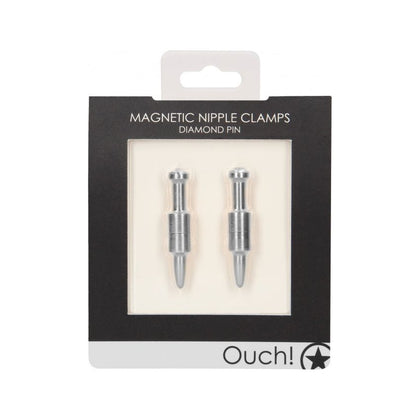 Introducing the Sensual Pleasures Magnetic Nipple Clamps - Diamond Pin Edition (Model #NCDP-001) - Silver