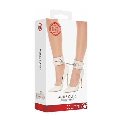 Introducing the Exquisite Nurse Theme White Ankle Cuffs - Model X23: Unleash Your Sensual Side!
