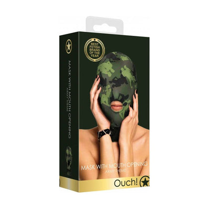 Elite Pleasure Army Green Mouth Opening Mask - Model X1 - Unisex Full Face Adult Toy