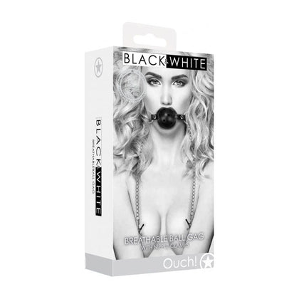 Introducing the SensaBond Breathable Ball Gag With Nipple Clamps - Model SB-567X: A Revolutionary Sensory Experience for Adventurous Couples - Adult Naughty Store