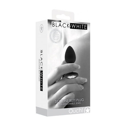 Introducing the JewelFlex™ Silicone Butt Plug with Removable Jewel - Model JF-26 - Unisex Anal Pleasure - Elegant Onyx Black