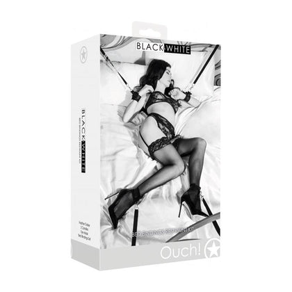 Introducing the Sensual Pleasures Bed Bindings Restraint Kit - Model SP-BB01: The Ultimate Unisex BDSM Experience in Sultry Black