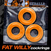 Introducing the Sensual Pleasure Collection: Fat Willy 3 Pc Jumbo Cockrings - The Ultimate Grip for Maximum Pleasure (Model FW-3PC-OR)