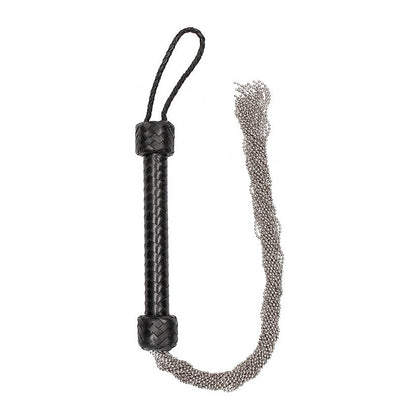 Introducing the Exquisite Pleasure Silver Ball Chain Flogger - Model 18B - Unisex BDSM Toy for Sensational Stimulation - Black