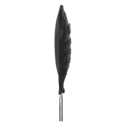 Masterful Pleasure Metal Oval Spike Keel Crop 24 Inches Soft Leather - Black - Adult Naughty Store