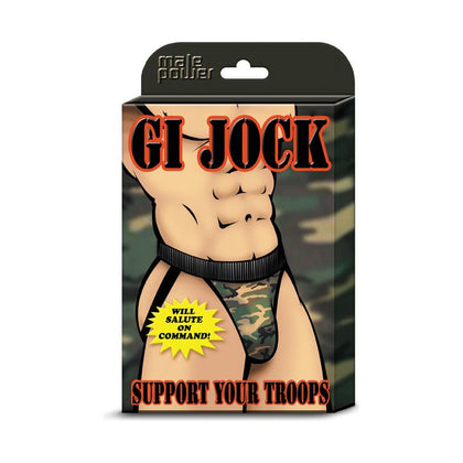 Male Power G.I. Jock Novelty Underwear - Camouflage Comfort Fit Pouch, Classic Jock Back, Plush Elastic Waistband - Nylon Spandex Blend - Men's Erotic Undergarment in Green - Adult Naughty Store