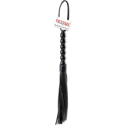 Introducing the Sensual Pleasures Beaded Cat-O-Nine Tails - Model 20BCT-01: A Sensational BDSM Toy for Exquisite Pleasure in Black