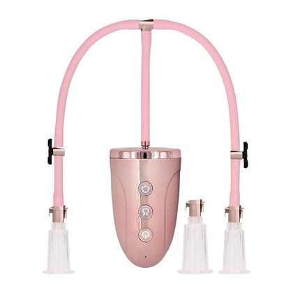 Introducing the Luxe Pleasure Co. Rechargeable Clitoral & Nipple Pump Set - Medium - Model RCP-3 - Female - Sensational Stimulation for Intimate Areas - Pink