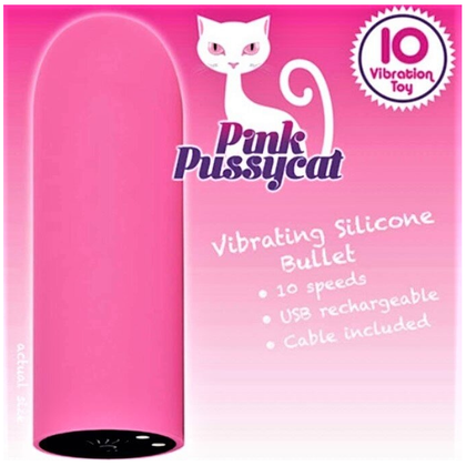 Pink Pussycat Rechargeable Silicone Bullet Vibrator - Model X123 - For Women - Clitoral Stimulation - Pink