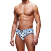 Prowler Blue Paw Open Back Brief: The Sensational Prowler Blue Paw Backless Brief for Men, Model PB-OB001, in Blue and White