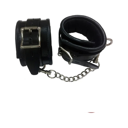 Lustful Leather Ankle Cuffs - Model X2K9 - Unisex - Ultimate Pleasure - Black - Adult Naughty Store