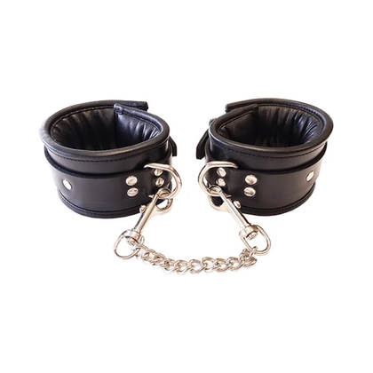 Elegant Leather Wrist Cuffs - Black: The Perfect Accessory for Sensual Exploration