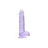 RealRock Crystal Clear 6 Inch / 15 cm Realistic Dildo With Balls - Purple - Lifelike Pleasure for All Genders - Adult Naughty Store