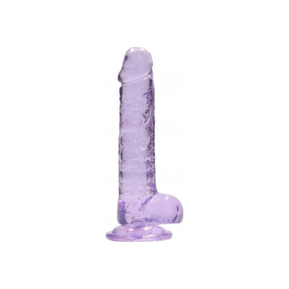 RealRock Crystal Clear 7 Inch / 18 cm Realistic Dildo with Balls - Purple - Premium Pleasure for All Genders - Adult Naughty Store