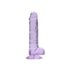 RealRock Crystal Clear 7 Inch / 18 cm Realistic Dildo with Balls - Purple - Premium Pleasure for All Genders - Adult Naughty Store