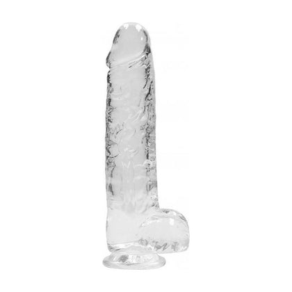 RealRock Crystal Clear 9 Inch / 23 cm Realistic Dildo With Balls - Transparent - Model RRC-9001 - Unisex Pleasure Toy