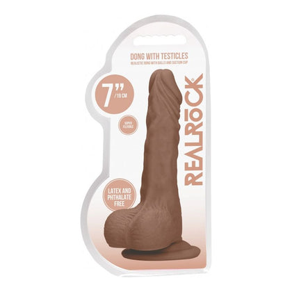 VelvetSoft Skin Realistic Dildo - Dong with Testicles 7'' - Model X7T - Unisex - Lifelike Pleasure - Tan - Adult Naughty Store