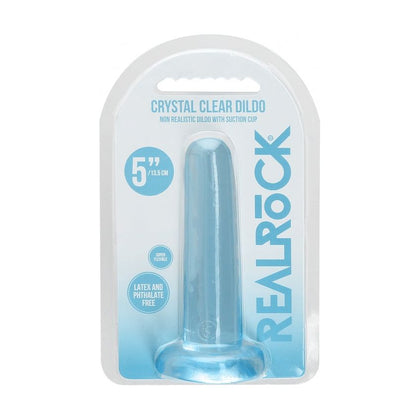RealRock Crystal Clear Non Realistic Dildo with Suction Cup - Model 5.3'' / 13.5cm - Unisex Anal and Vaginal Pleasure - Transparent