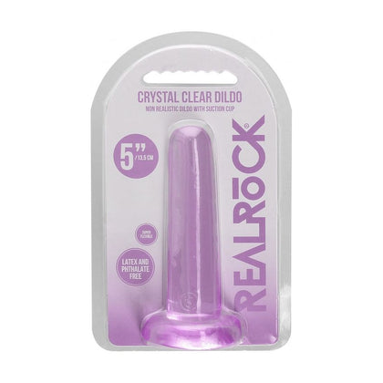 RealRock Crystal Clear Non-Realistic Dildo with Suction Cup - Model 5.3''/13.5cm - Unisex Anal and Vaginal Pleasure - Transparent