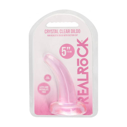 REALROCK Crystal Clear Non-Realistic Dildo with Suction Cup - Model 4.5'' / 11.5cm - Unisex Pleasure Toy for Anal and Vaginal Stimulation - Transparent