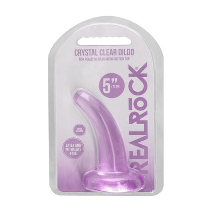 RealRock Crystal Clear Non-Realistic Dildo with Suction Cup - Model 4.5'' / 11.5cm - Unisex Anal and Vaginal Pleasure - Transparent
