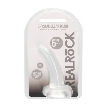 RealRock Crystal Clear Non-Realistic Dildo with Suction Cup 4.5'' / 11.5cm - Unleash Pleasure, Model 64, for All Genders, Anal and Vaginal Stimulation, Transparent