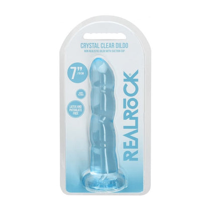 REALROCK Crystal Clear Non-Realistic Dildo with Suction Cup 7'' / 17cm - Unleash Sensational Pleasure - Model NRD-7C - For All Genders - Anal and Vaginal Stimulation - Transparent