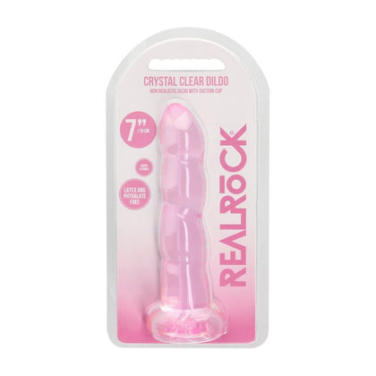 RealRock Crystal Clear Non Realistic Dildo with Suction Cup 7'' / 17cm - Model RRC-NCSD7 - Unisex Pleasure - Transparent