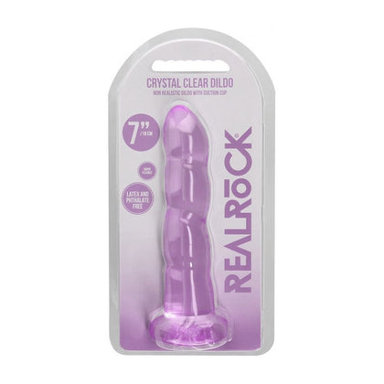 RealRock Crystal Clear Non-Realistic Dildo with Suction Cup 7'' / 17cm - Model 17CR - Unisex Pleasure Toy for Anal and Vaginal Stimulation - Transparent