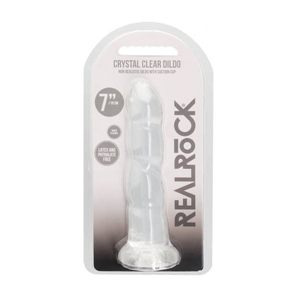 RealRock Crystal Clear Non-Realistic Dildo with Suction Cup - Model 7'' / 17cm - Unisex Pleasure - Transparent