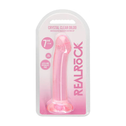 RealRock Crystal Clear Non Realistic Dildo with Suction Cup 6.7'' / 17cm - Model NR-SC17 - Unisex Anal and Vaginal Pleasure - Transparent