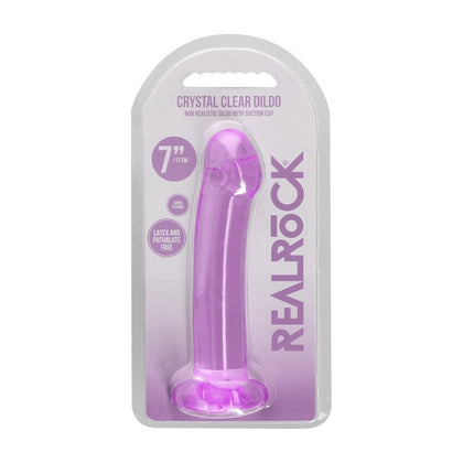 RealRock Crystal Clear Non Realistic Dildo with Suction Cup - Model 6.7'' / 17cm - Unisex - Anal and Vaginal Pleasure - Transparent